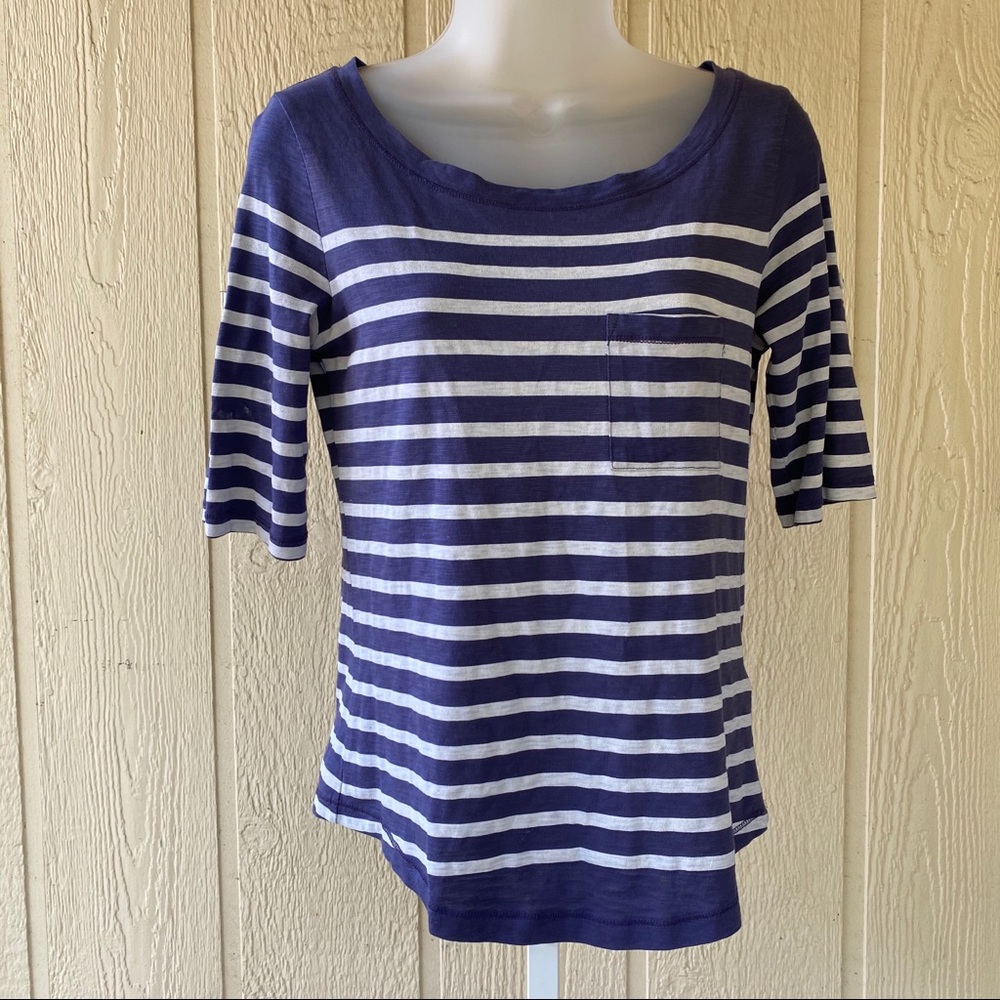 Banana Republic Purple Stripe Quarter Sleeve | XS